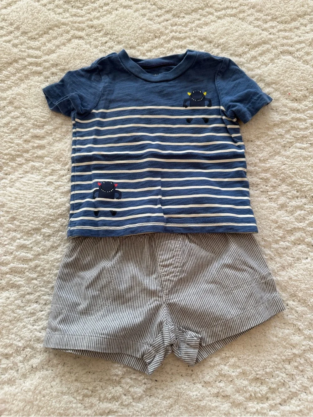 Carter's Navy & White Striped Short-Sleeve Tee with Crab Motif